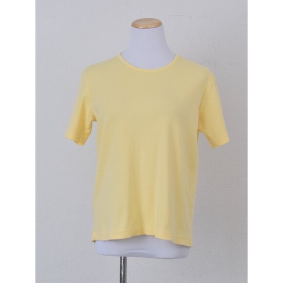 Vintage 90s‎ Yellow Cotton-Spandex Scop Neck Tee  | size L - Picture 10 of 10